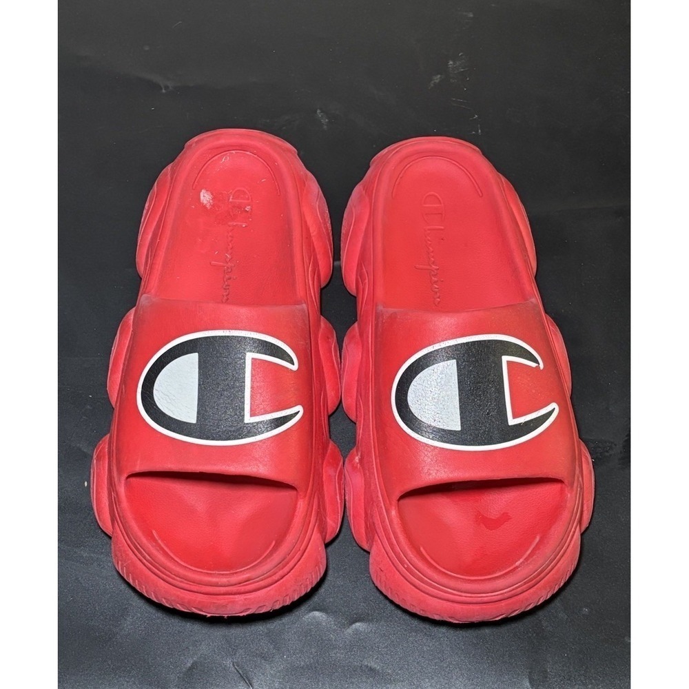 Champion Red Mens Size 9 Slide Sandals Logo Slip On Athletic Streetwear